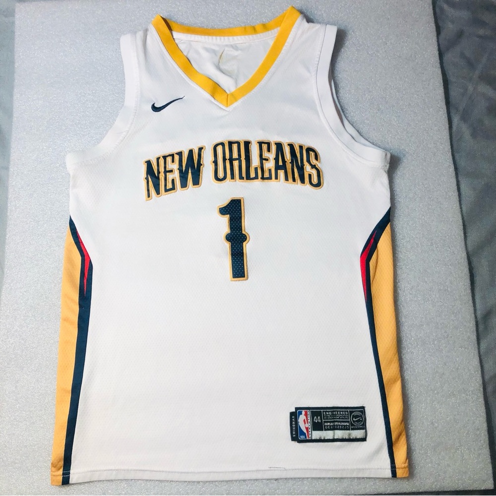 Nike Zion Williamson New Orleans Pelicans White Swingman Authentic Mens Sz 44